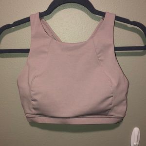 Pale pink strappy, highneck, Lululemon sports bra